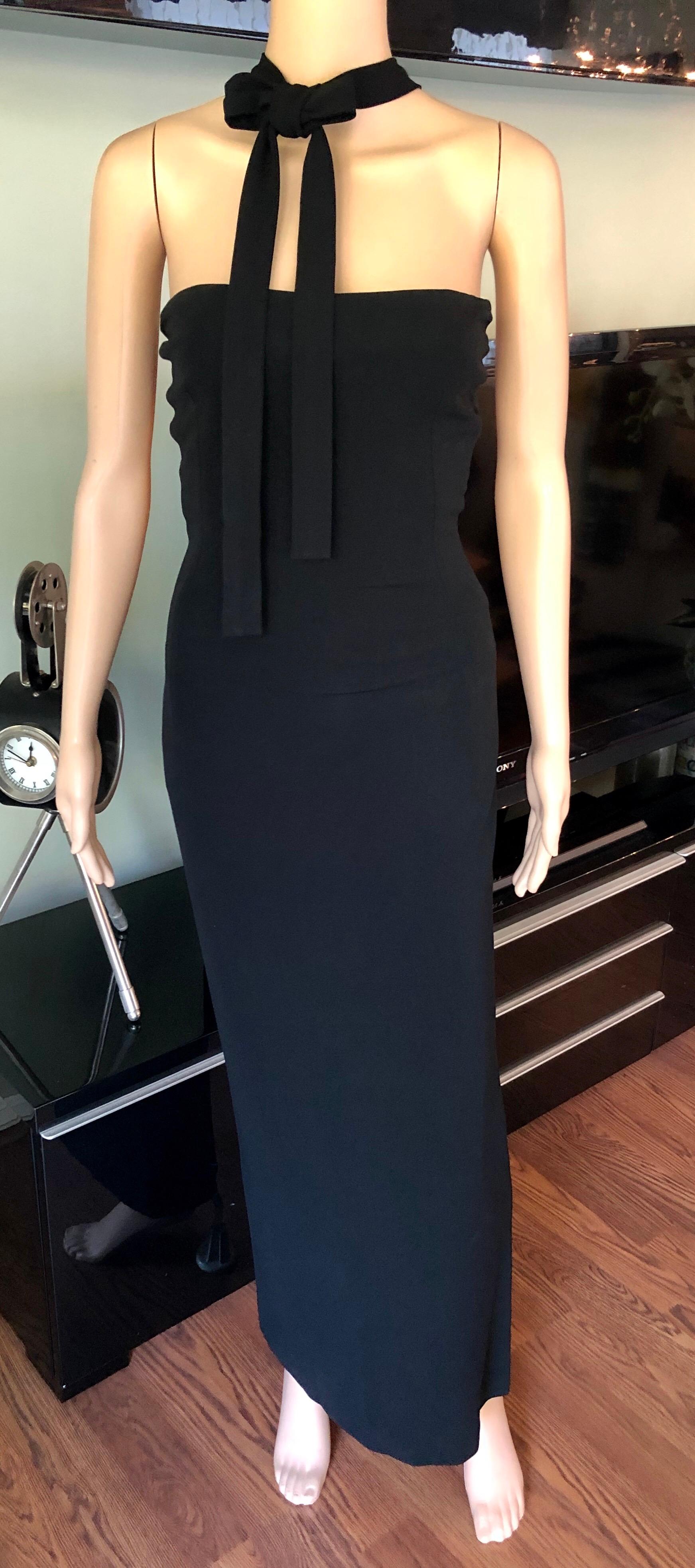 Dolce & Gabbana S/S 2001 Laufsteg Rückenfreies Bodycon-Kleid mit Krawatte Schwarz Damen
