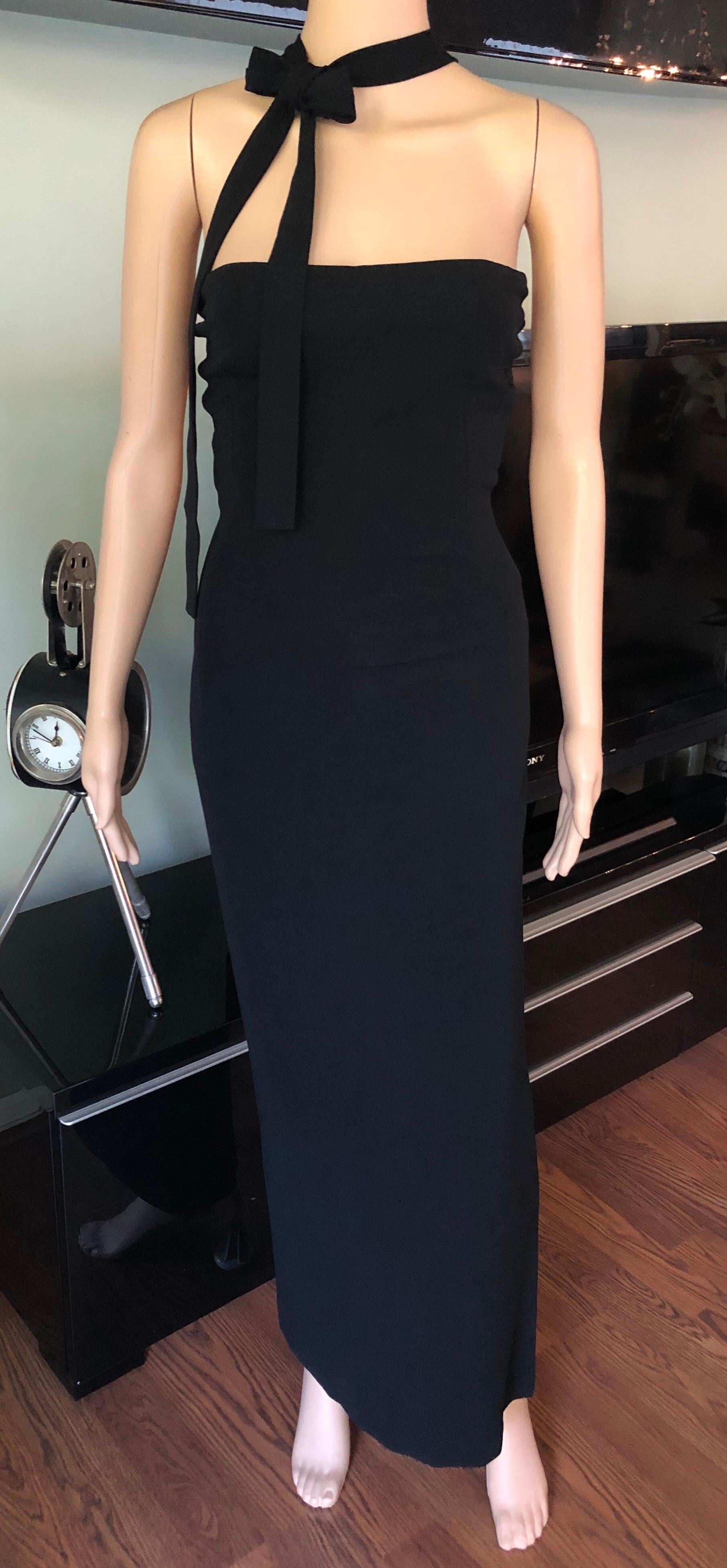 Dolce & Gabbana S/S 2001 Runway Backless Neck Tie Bodycon Black Dress In Good Condition In Naples, FL