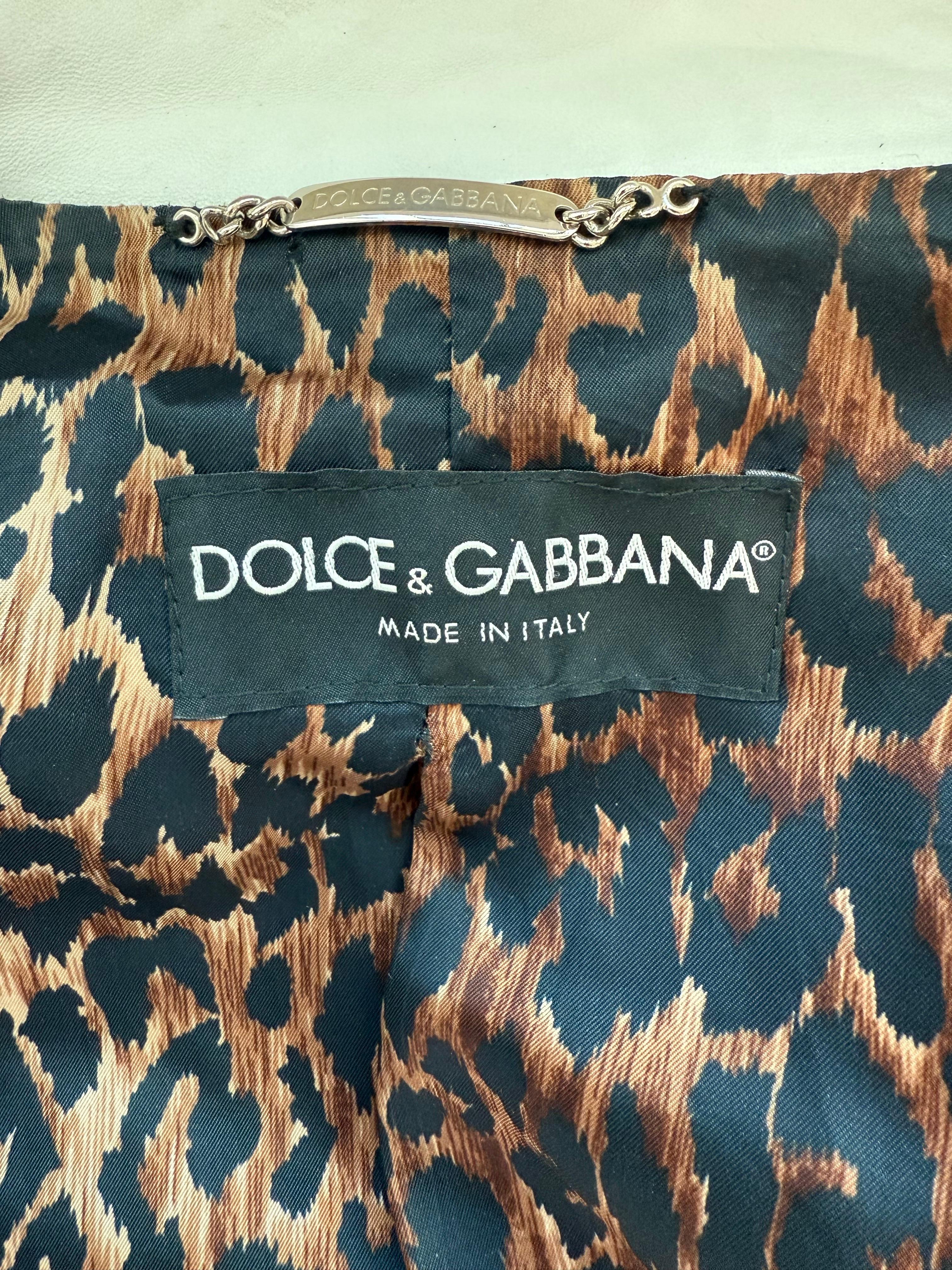 Dolce & Gabbana S/S 2001 Runway Color Block Leather Biker Crop Jacket Coat 6