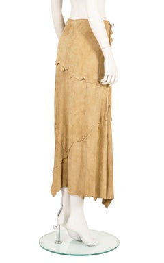 Dolce & Gabbana S/S 2001 suede asymmetric raw hem skirt