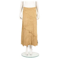 Dolce & Gabbana S/S 2001 suede asymmetric raw hem skirt