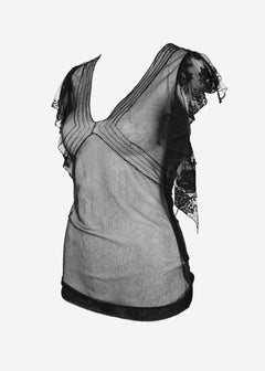 Dolce & Gabbana S/S 2002 Black Lace and Mesh Top Size S/M