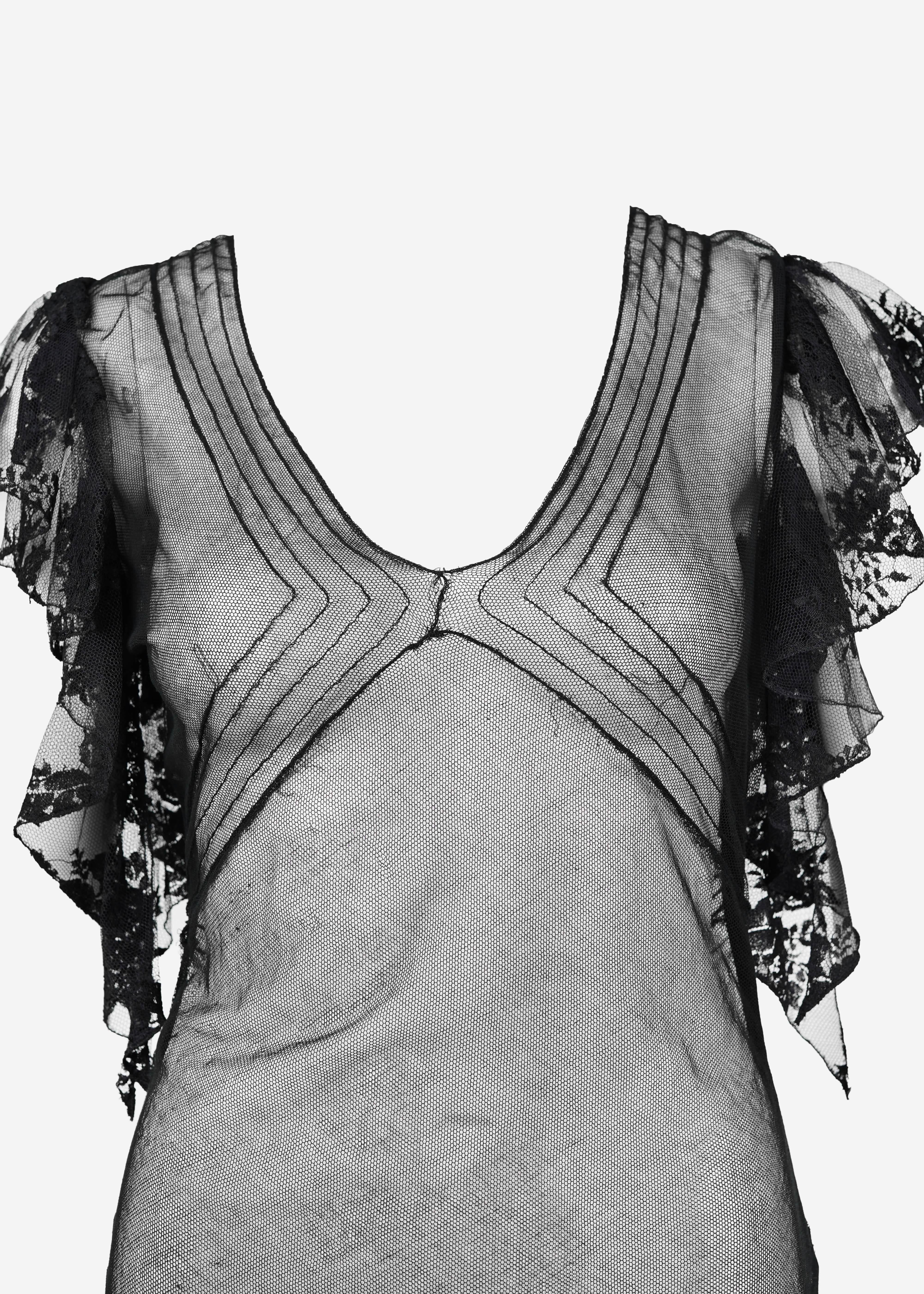 Dolce & Gabbana S/S 2002 Top en dentelle et maille noir Taille S/M en vente 1