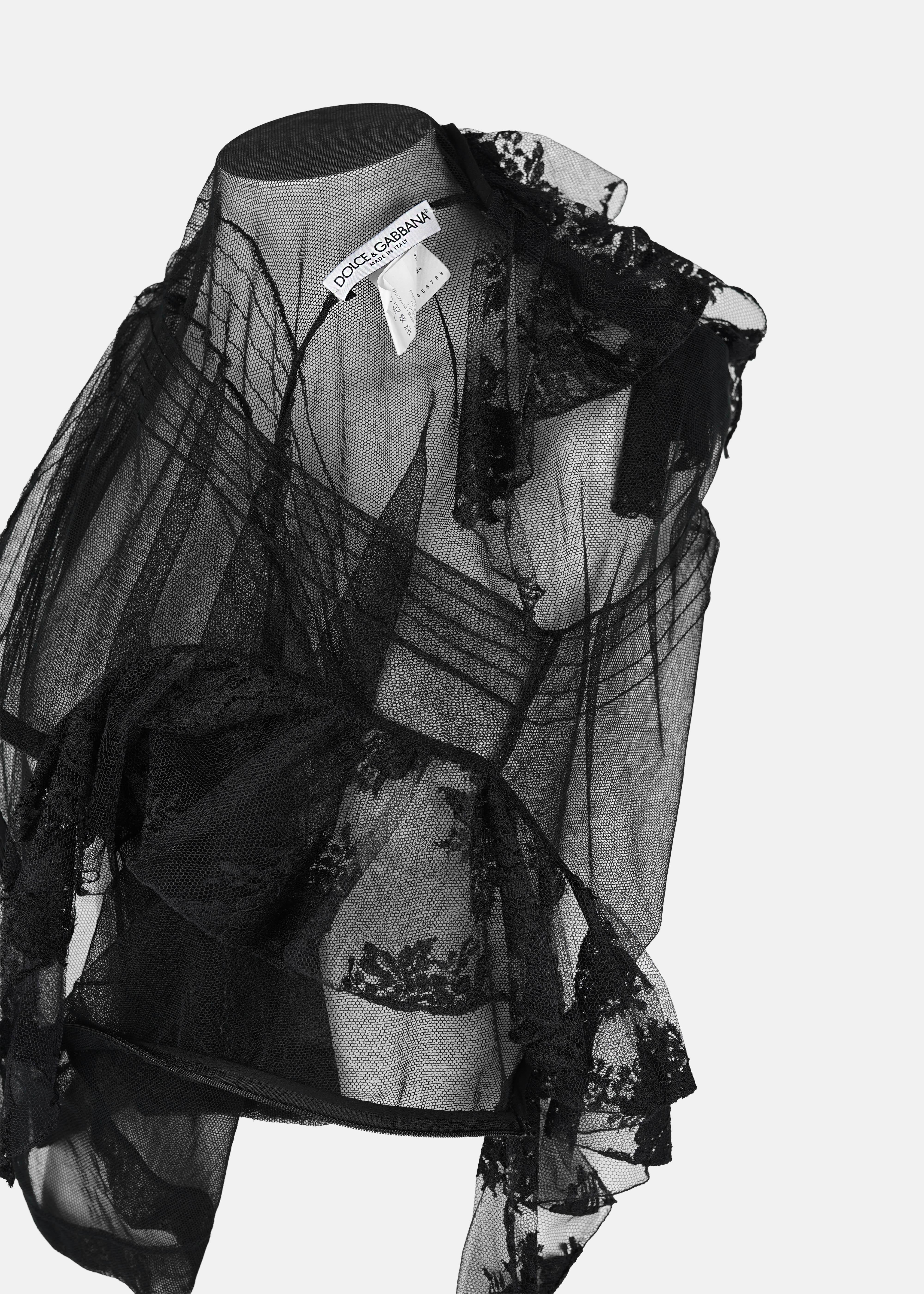 Dolce & Gabbana S/S 2002 Top en dentelle et maille noir Taille S/M en vente 2