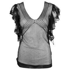 Dolce & Gabbana S/S 2002 Top in pizzo e rete nero taglia S.I.M.