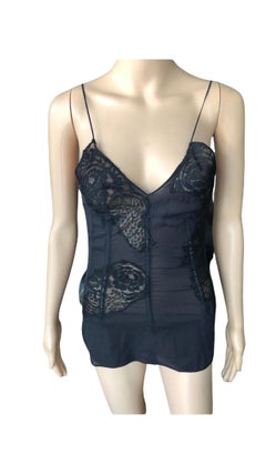 Dolce & Gabbana S/S 2002 Sheer Silk and Lace Black Corset Top