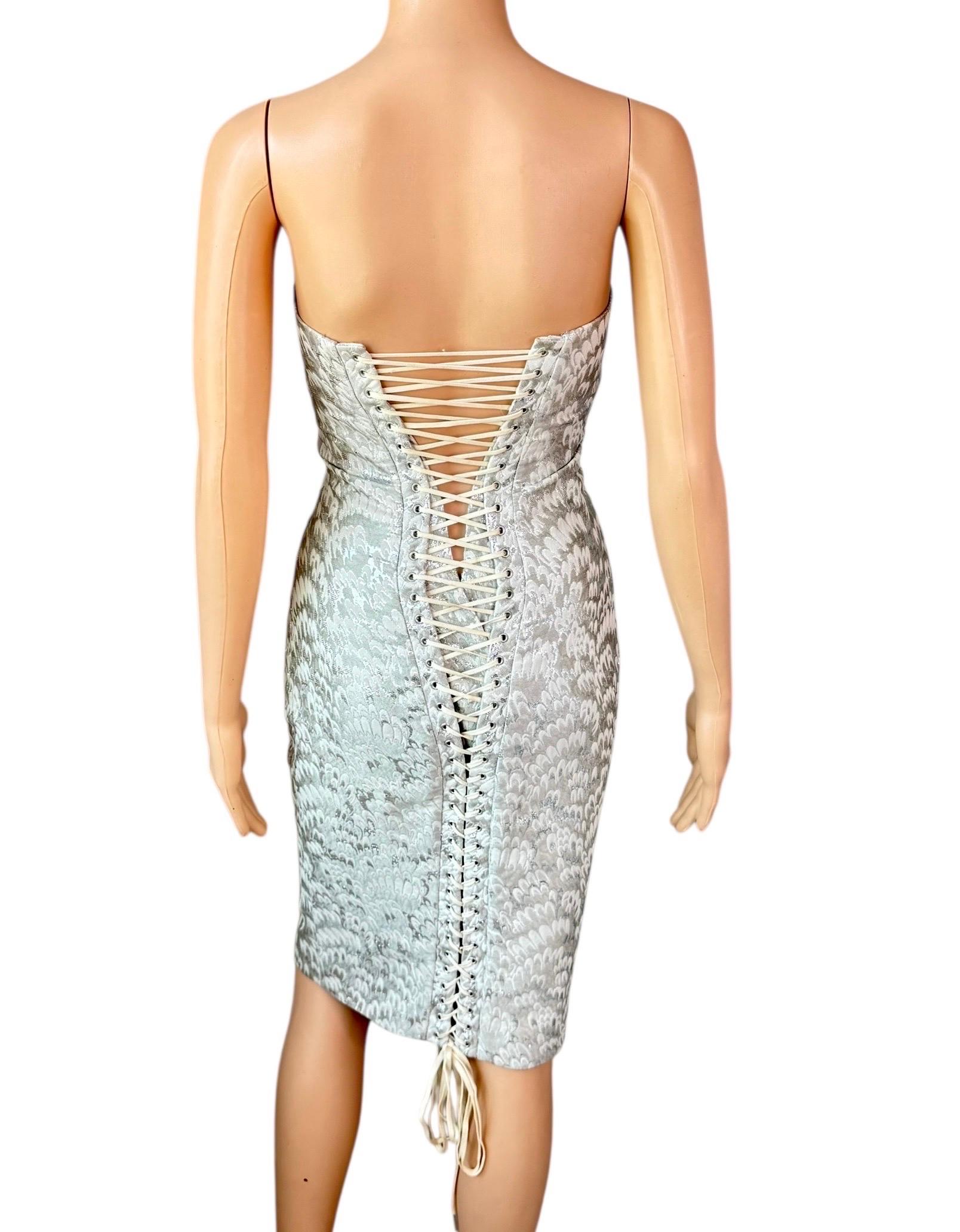 Grigio Dolce & Gabbana - P/E 2003 - Vestito Midi Bodycon con pizzo e corsetto in vendita