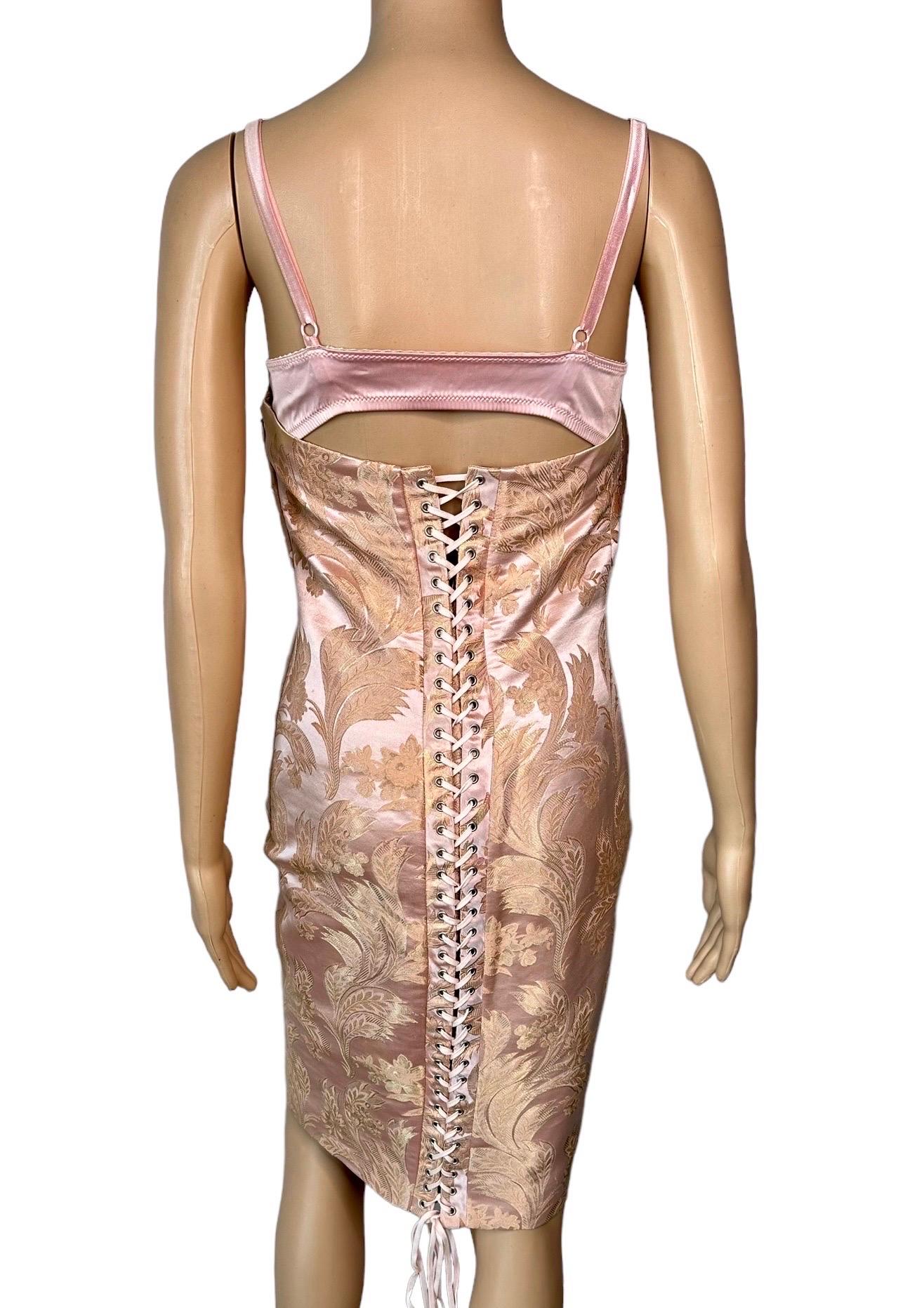 Dolce & Gabbana S/S 2003 Corset Lace-Up Bustier Bra Bodycon Midi Dress For Sale 6