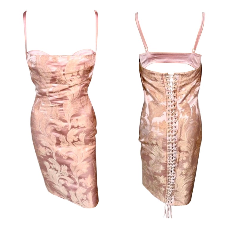 Dolce and Gabbana S/S 2003 Corset Lace-Up Bustier Bra Bodycon Midi Dress at  1stDibs | lace up bustier dress