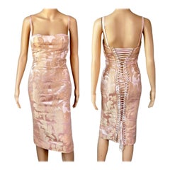 Dolce & Gabbana S/S 2003 Corset Lace-Up Bustier Bra Bodycon Midi Dress