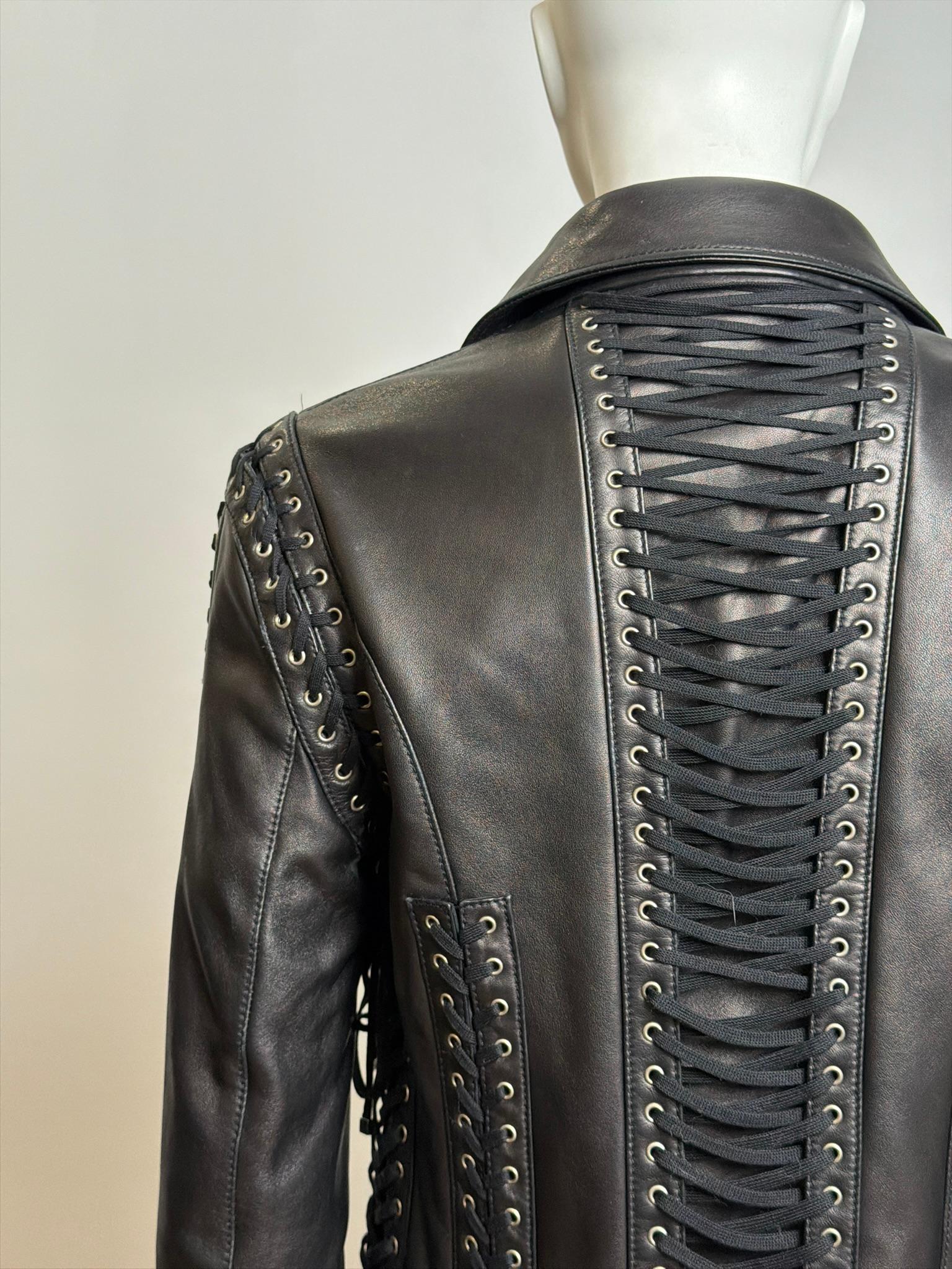 Dolce & Gabbana S/S 2003 Korsett Lederjacke mit Schnürung im Angebot 2