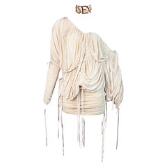DOLCE & GABBANA S/s 2003 "Love and Sex" Set Top Gonna Avorio con cordoncino arricciato