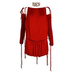 DOLCE & GABBANA - Vestito rosso con stringhe e maniche staccabili "Amore e sesso" p/e 2003