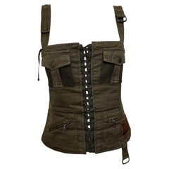 Dolce & Gabbana S/S 2003 Military Cotton Canvas Lace-Up Bustier