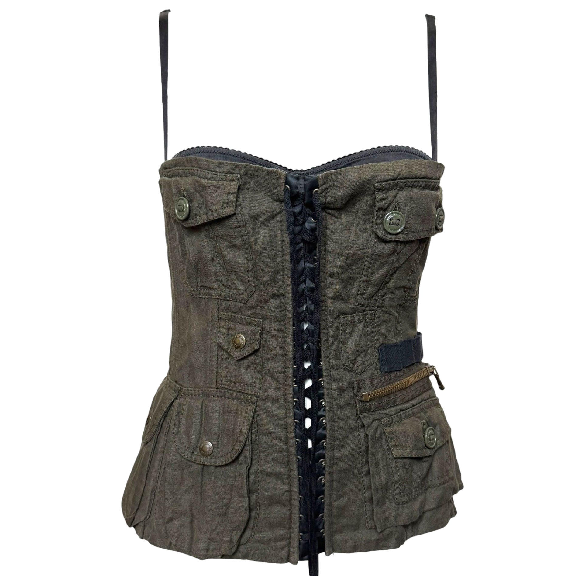 Dolce & Gabbana S/S 2003 Military Linen Cargo Corset