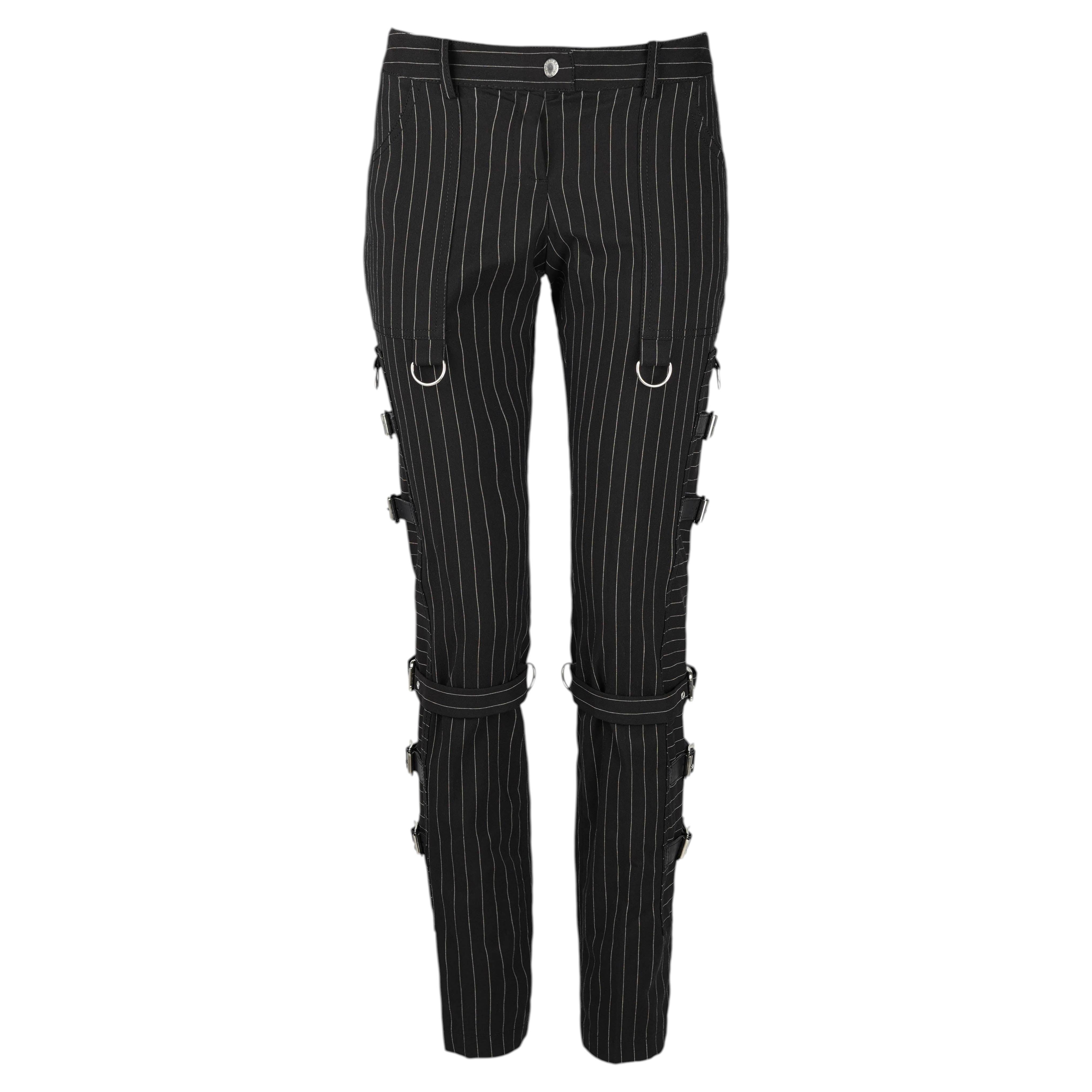 Dolce & Gabbana S/S 2003 Runway “SEX” Bondage Cargo Pinstripe Pants IT38