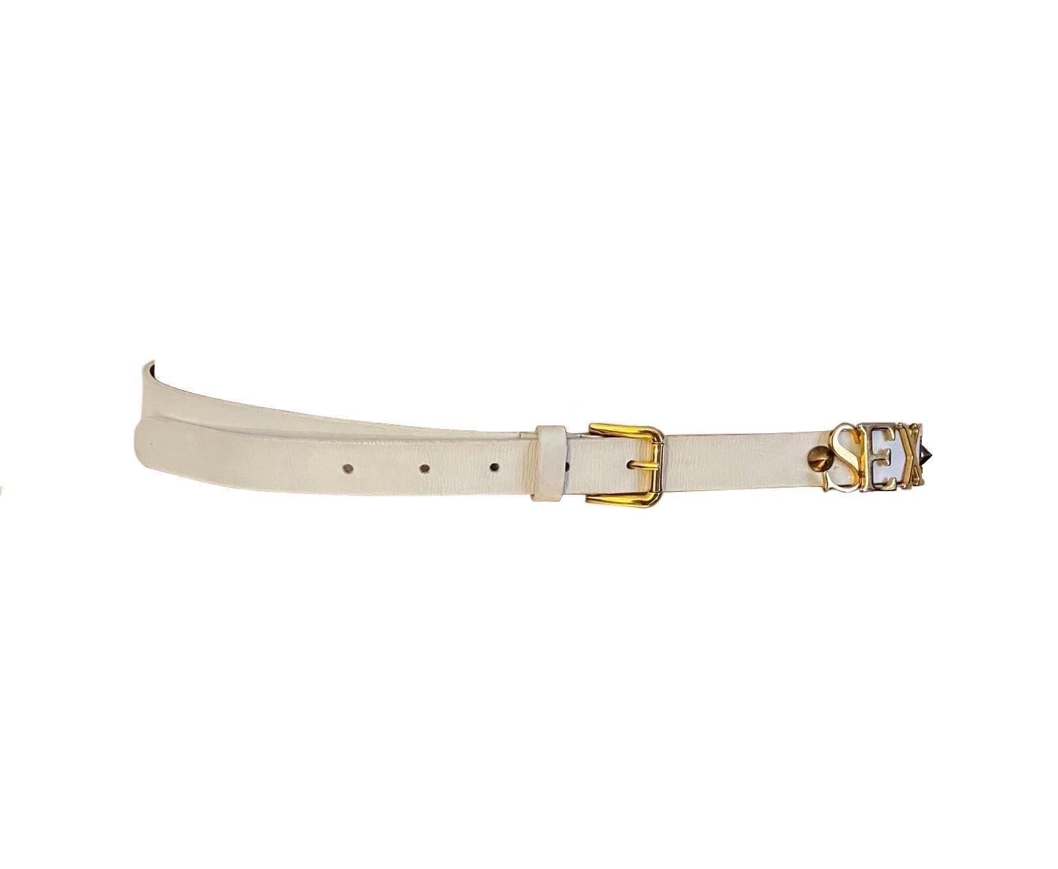 Blanc Dolce & Gabbana - Ceinture en cuir blanc « Sex », printemps-été 2003 en vente