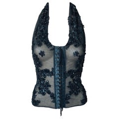 Dolce & Gabbana S/S 2003 Special Piece Sheer Mesh Embellished Bustier Top