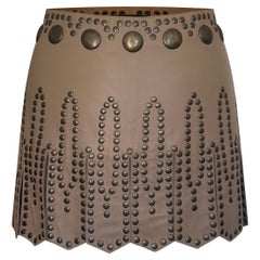 Dolce & Gabbana S/S 2003 Nietenbesetzter Leder-Mini-Rock