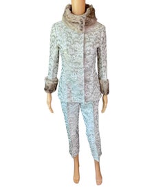 Dolce & Gabbana S/S 2003 Unworn Fur Jacket & Pants 2 Piece Set Pant Suit