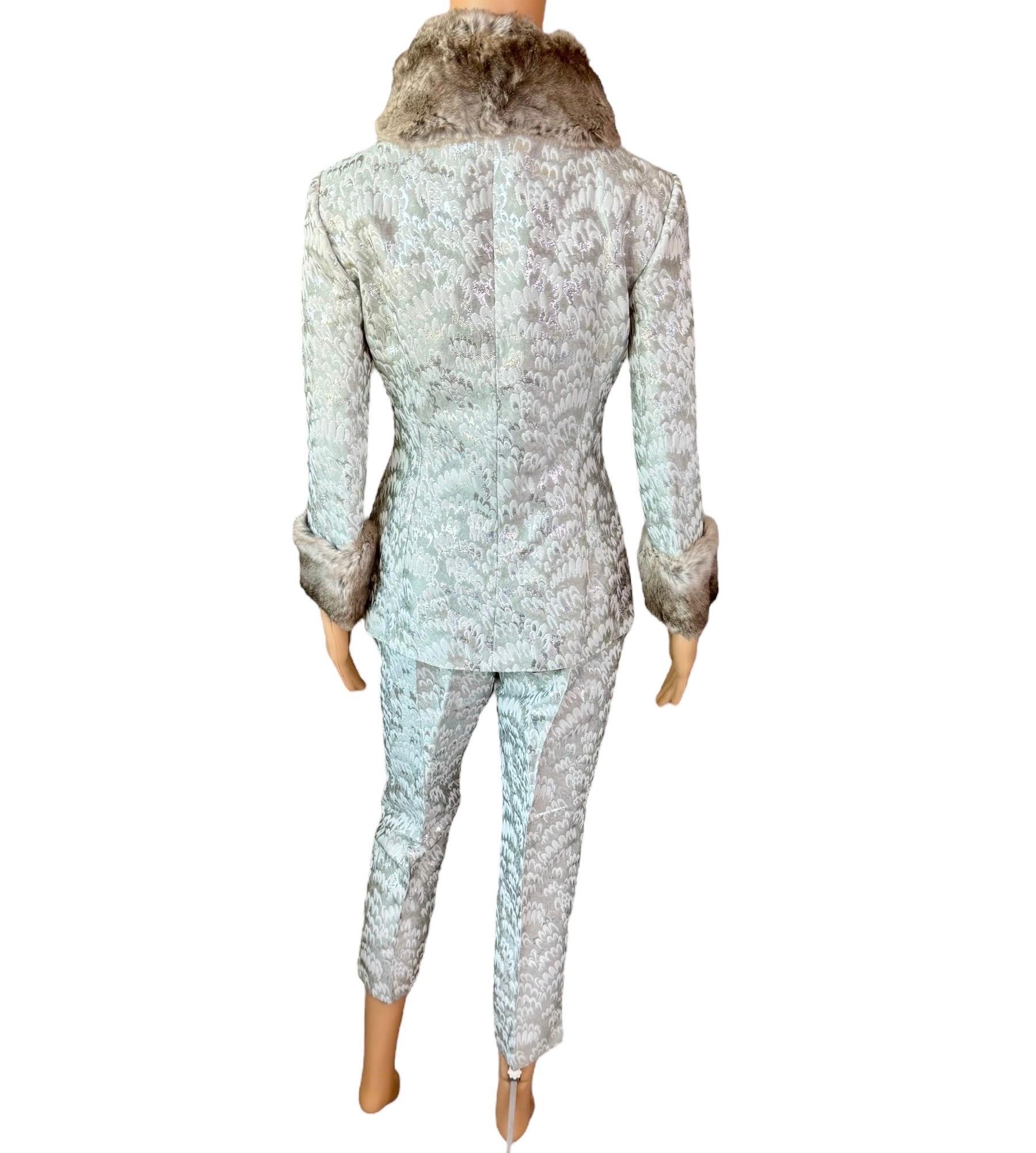 Grigio Dolce & Gabbana Giacca e pantaloni di pelliccia non indossati della P/E 2003 Set di pantaloni a 2 pezzi in vendita