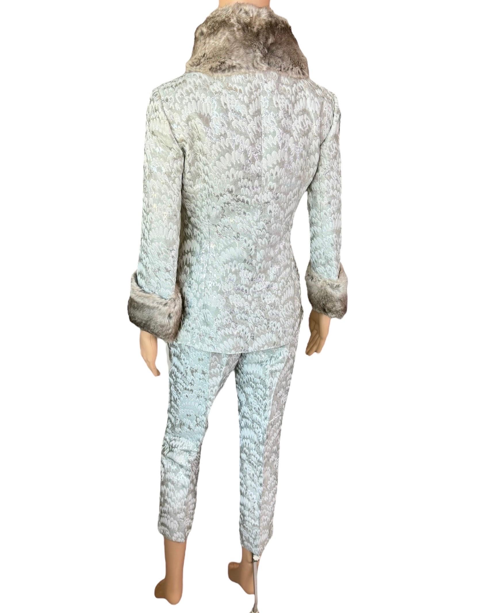 Donna Dolce & Gabbana Giacca e pantaloni di pelliccia non indossati della P/E 2003 Set di pantaloni a 2 pezzi in vendita