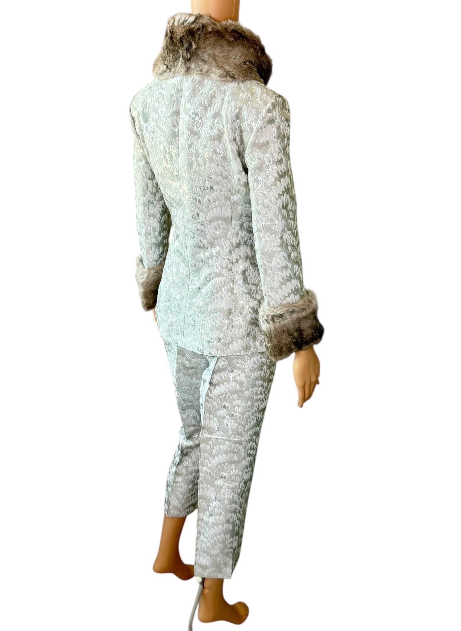 Dolce & Gabbana Giacca e pantaloni di pelliccia non indossati della P/E 2003 Set di pantaloni a 2 pezzi in vendita 2
