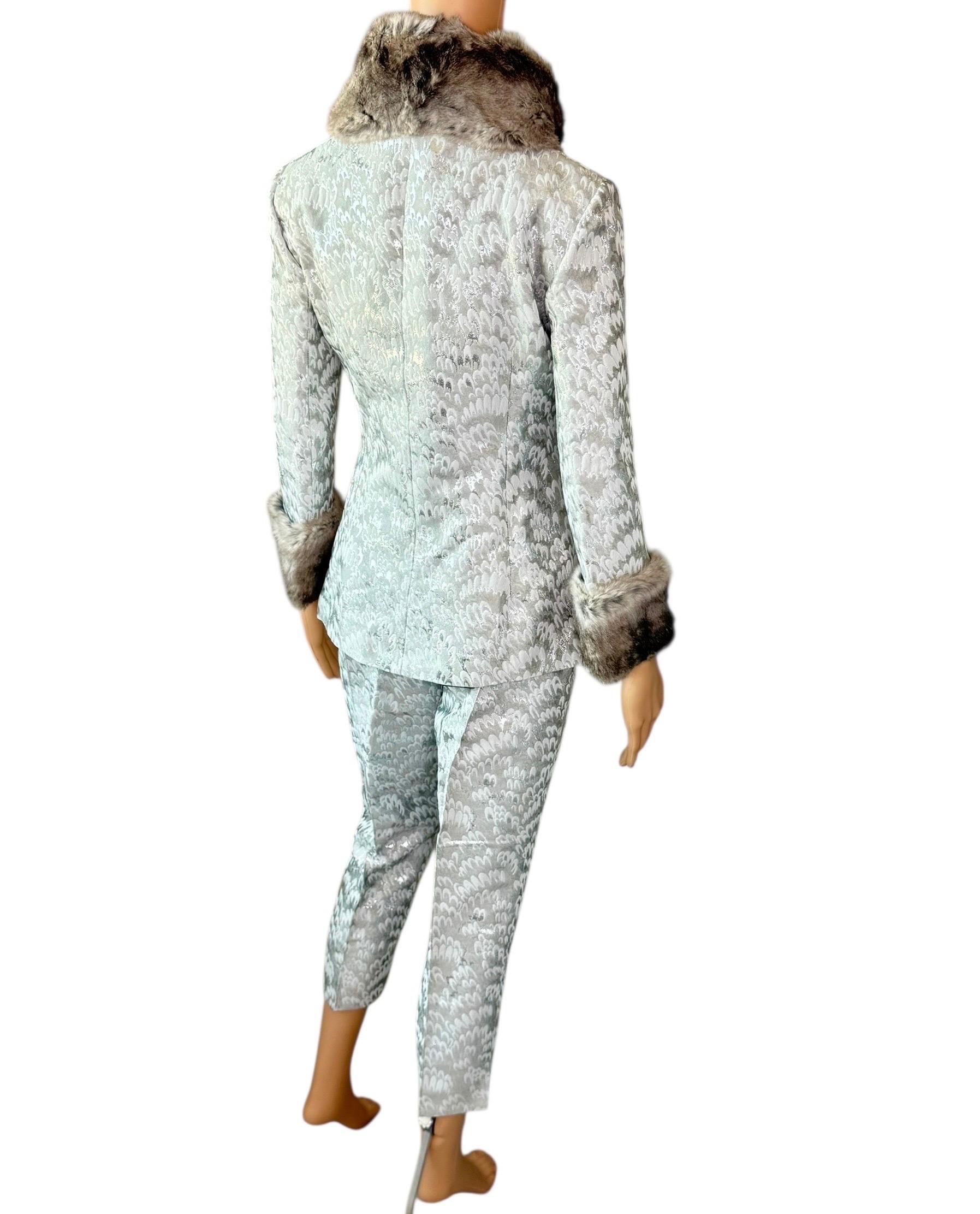 Dolce & Gabbana Giacca e pantaloni di pelliccia non indossati della P/E 2003 Set di pantaloni a 2 pezzi in vendita 4