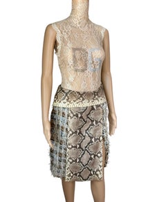 Dolce & Gabbana S/S 2004/2005 Crystal Logo Top& Python Leather Skirt 2 Piece Set