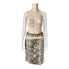 Dolce & Gabbana S/S 2004/2005 Crystal Logo Top& Python Leather Skirt 2 Piece Set