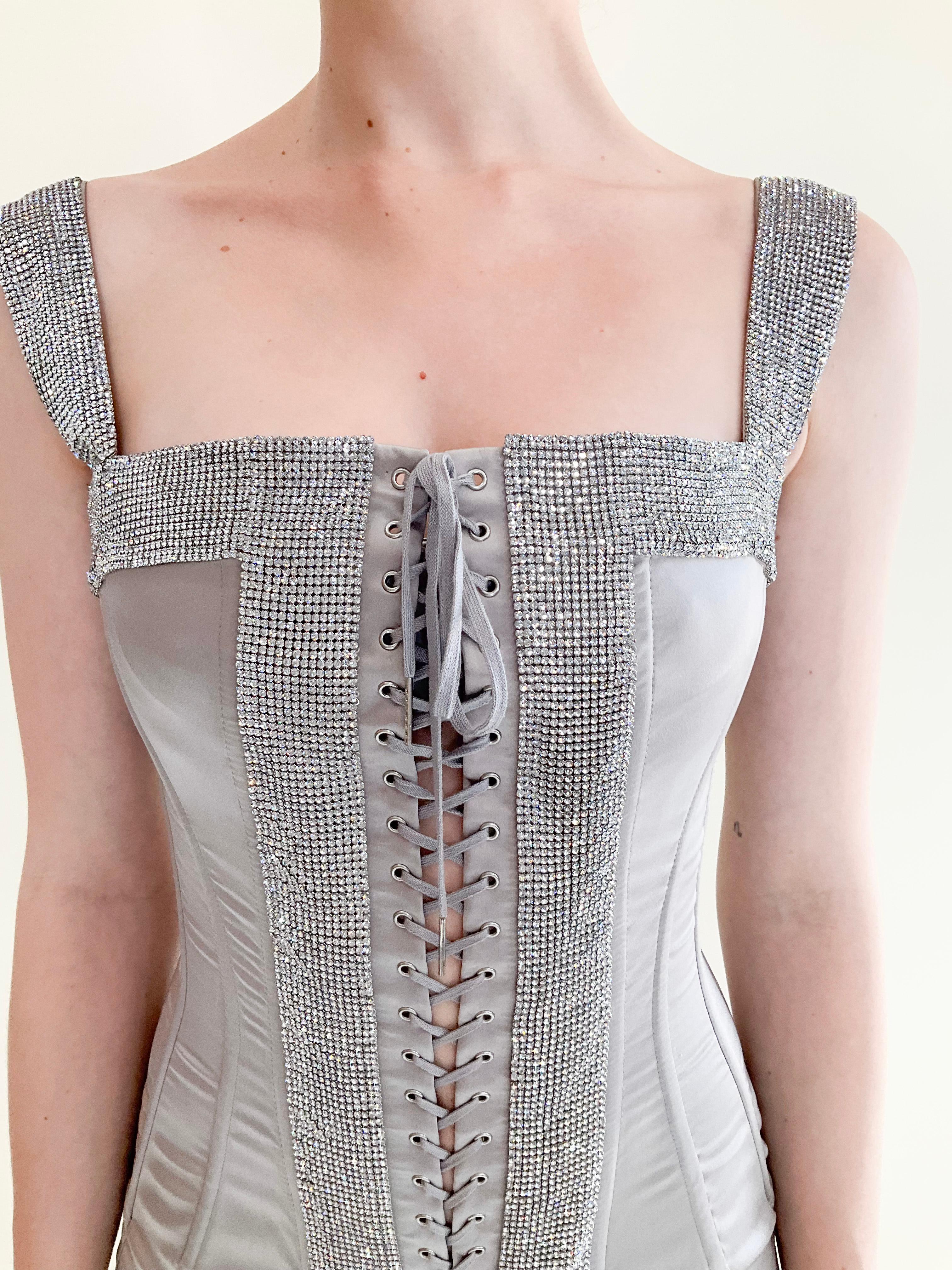 Dolce & Gabbana S/S 2004 Corset Rhinestone Mini Dress In Good Condition For Sale In Los Angeles, CA