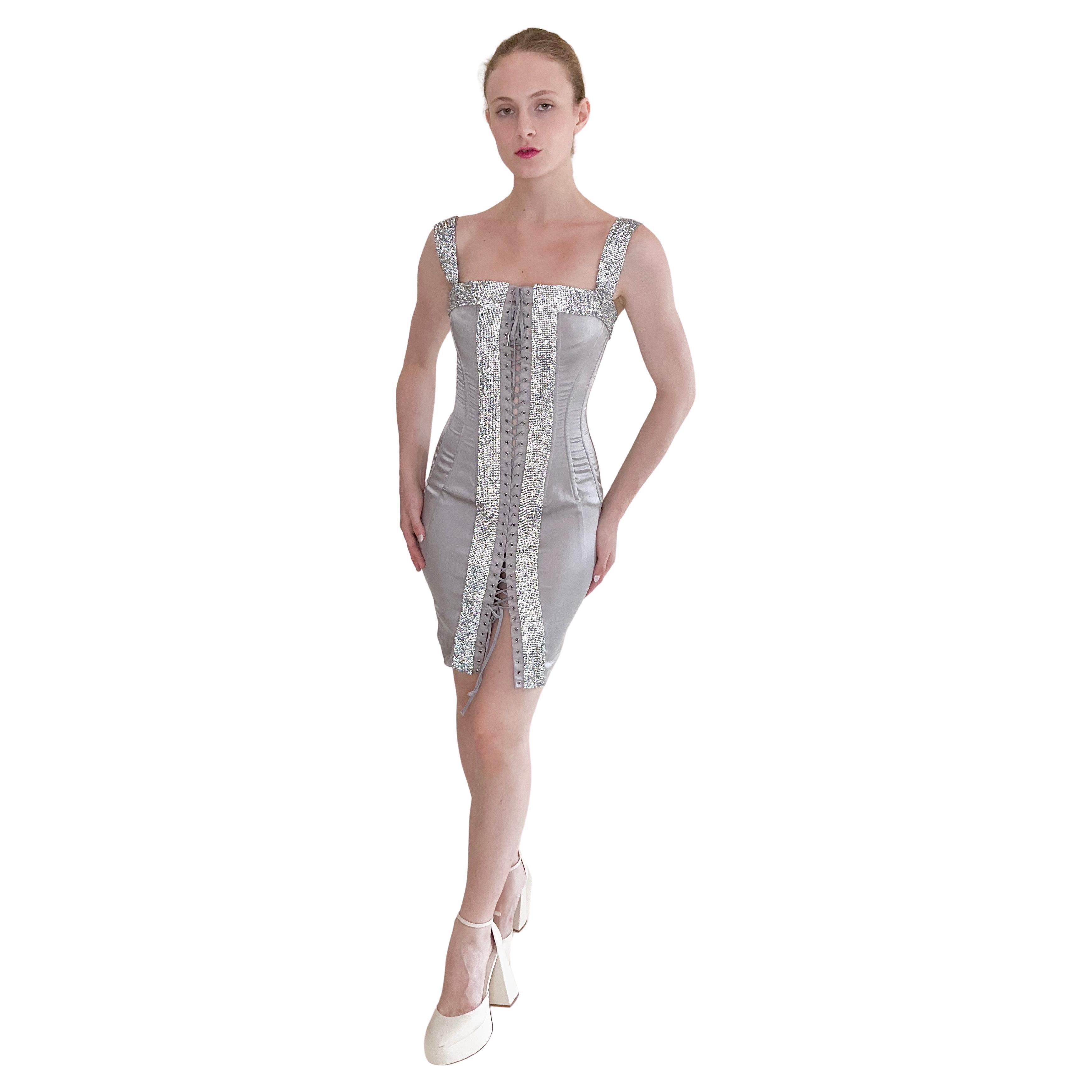 Dolce & Gabbana S/S 2004 Corset Rhinestone Mini Dress For Sale