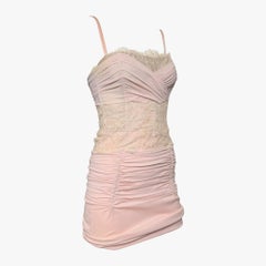 Dolce & Gabbana S/S 2004 Silk Ruched Lace Mini Dress
