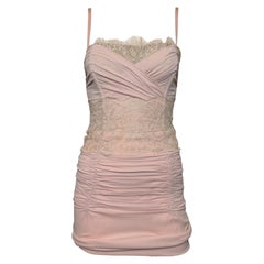 Dolce & Gabbana S/S 2004 Silk Ruched Lace Mini Dress