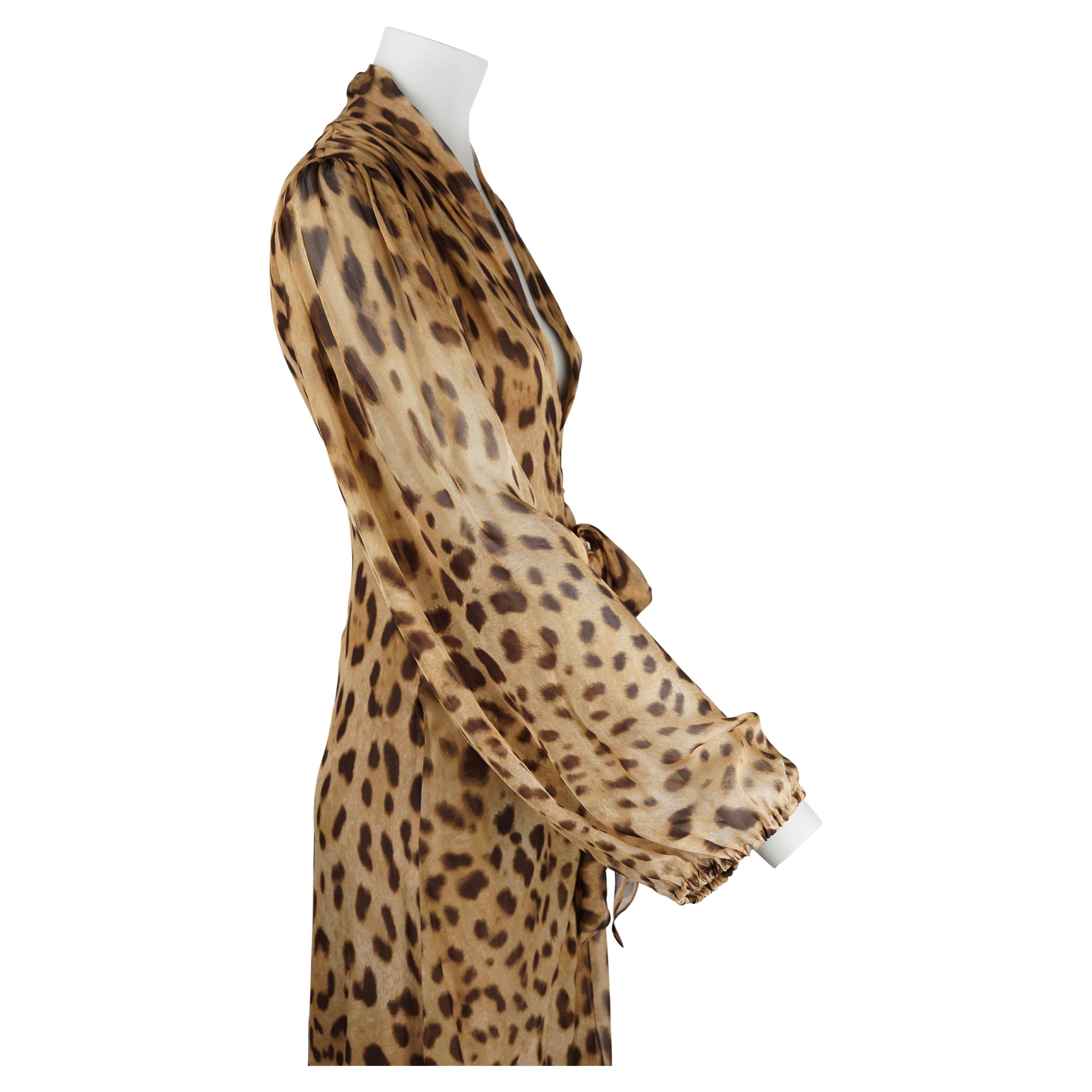 Dolce and Gabbana S/S 2005 Leopard Print Silk Runway Dress – IT40
