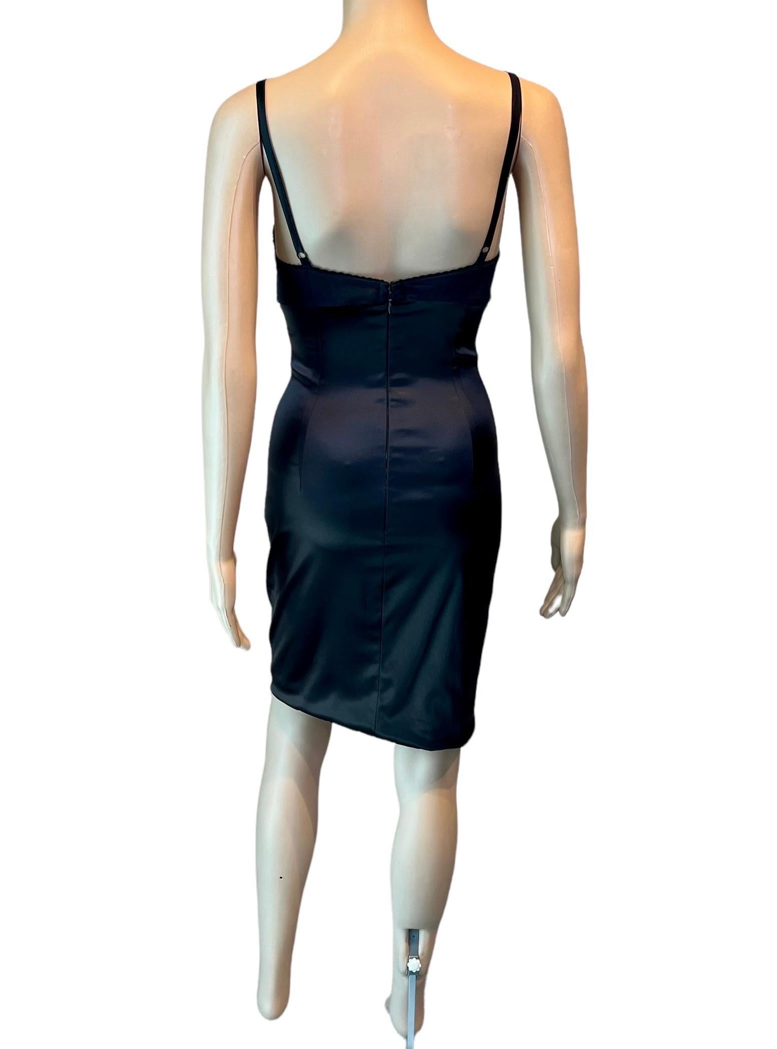 Dolce & Gabbana S/S 2005 Python Leather Bustier Bra Bodycon Silk Mini Dress 6
