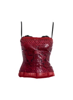 DOLCE & GABBANA S/s 2005 Red Python Bustier Corset Seen On Rihanna