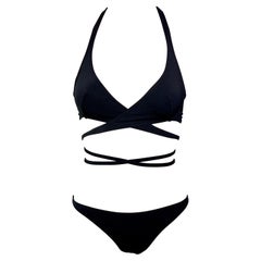 Dolce & Gabbana S/S 2006 Wrap Tie Up Black Bikini Swimwear Swimsuit 2 Piece Set