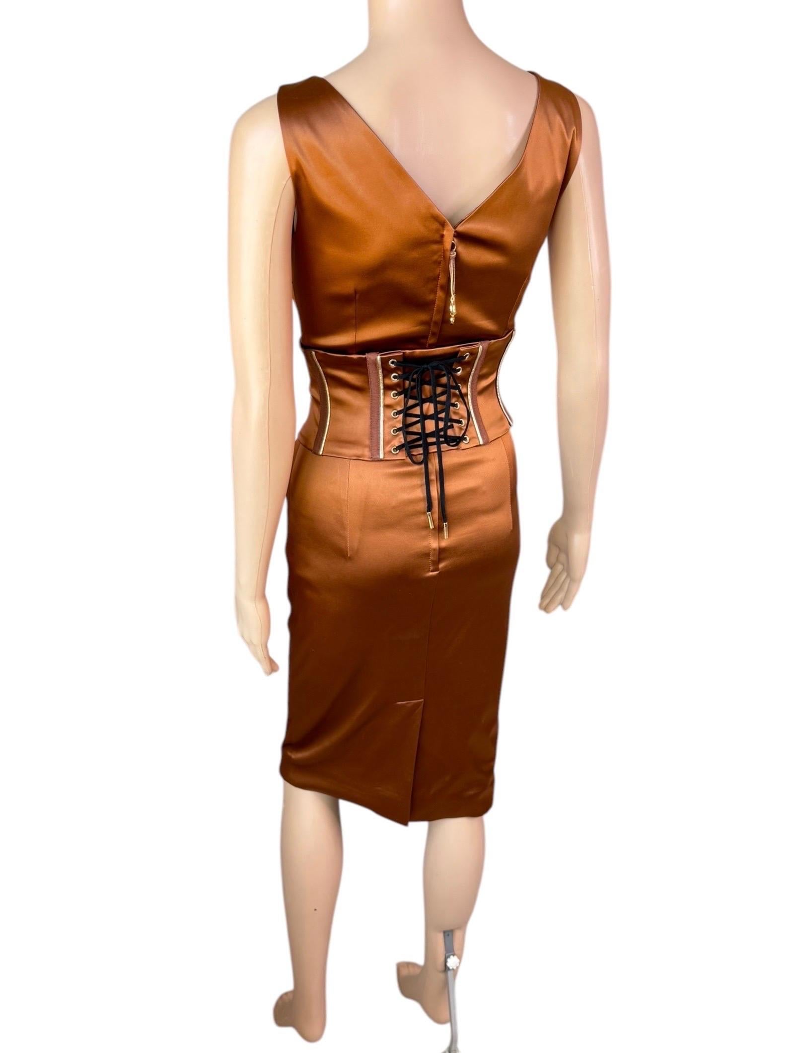 Dolce & Gabbana S/S 2007 Belted Corset Bodycon Metallic Acetate Dress 5