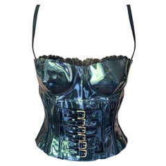 Dolce & Gabbana S/S 2007 Runway Unworn Clear PVC Buckled Black Bra Corset Top