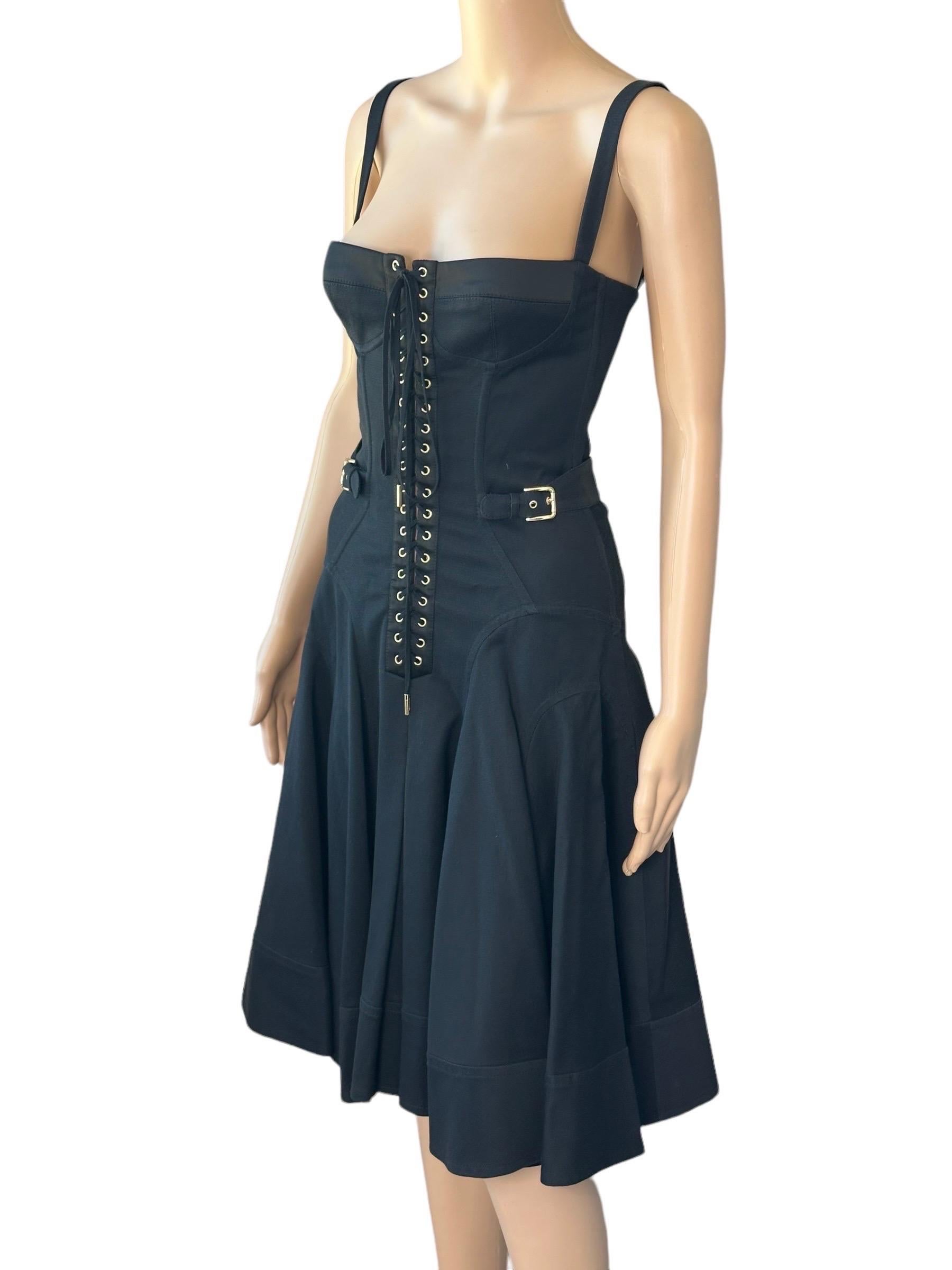 Dolce & Gabbana S/S 2007 Unworn Corset Lace-Up Bustier Black Dress For Sale 6
