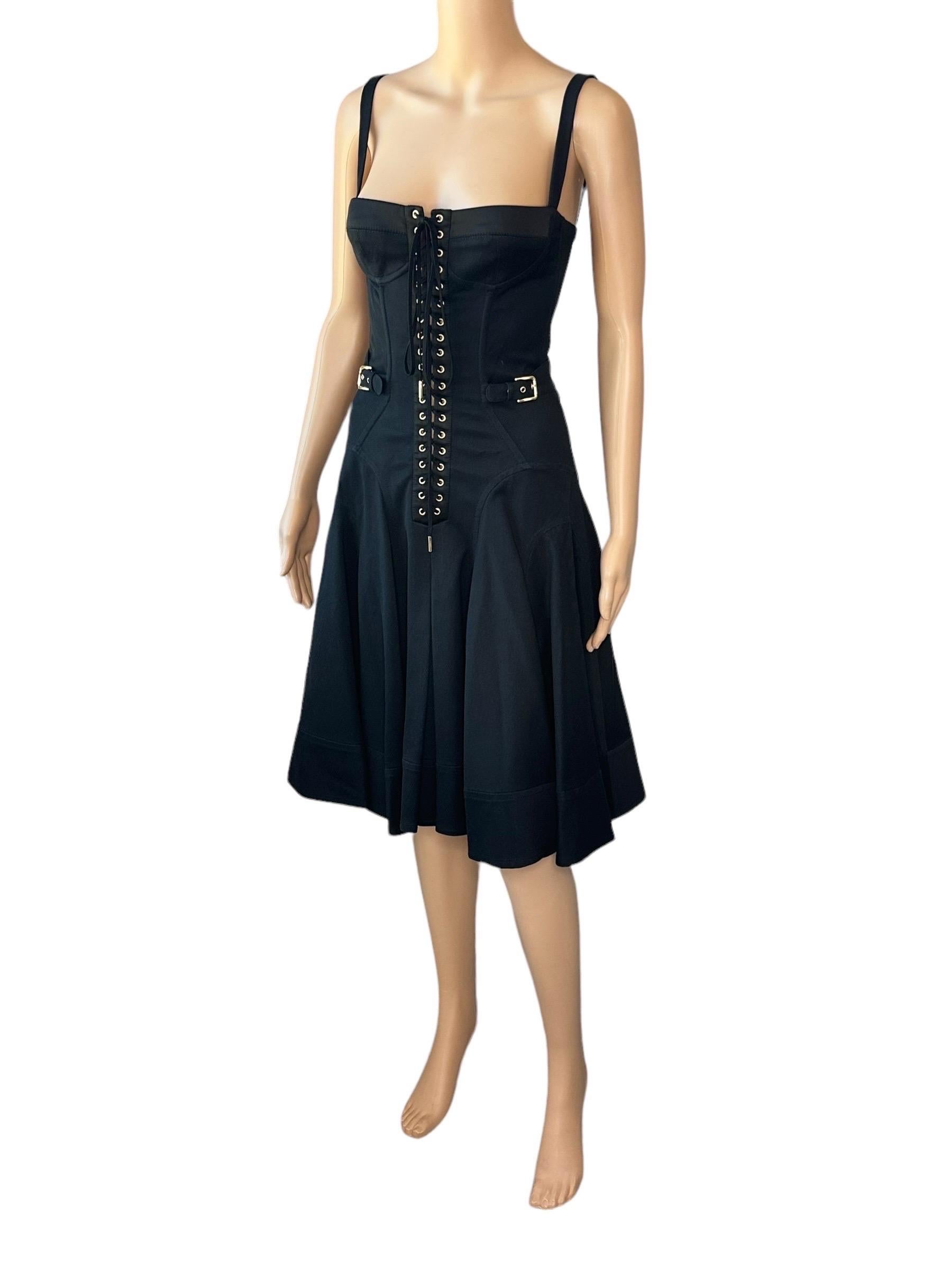 Women's Dolce & Gabbana S/S 2007 Unworn Corset Lace-Up Bustier Black Dress For Sale