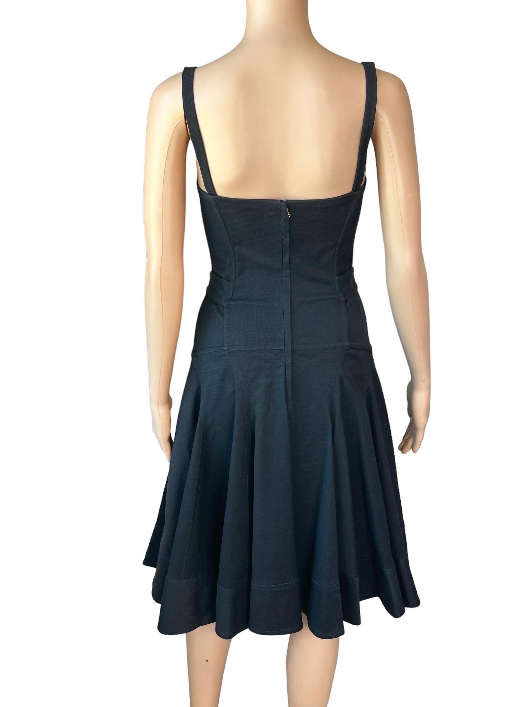 Dolce & Gabbana S/S 2007 Unworn Corset Lace-Up Bustier Black Dress For Sale 3