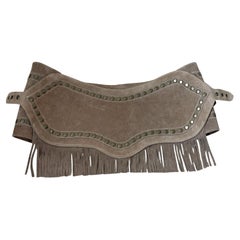 Dolce & Gabbana S/S 2010 Beige Suede Studded Fringe Micro Skirt
