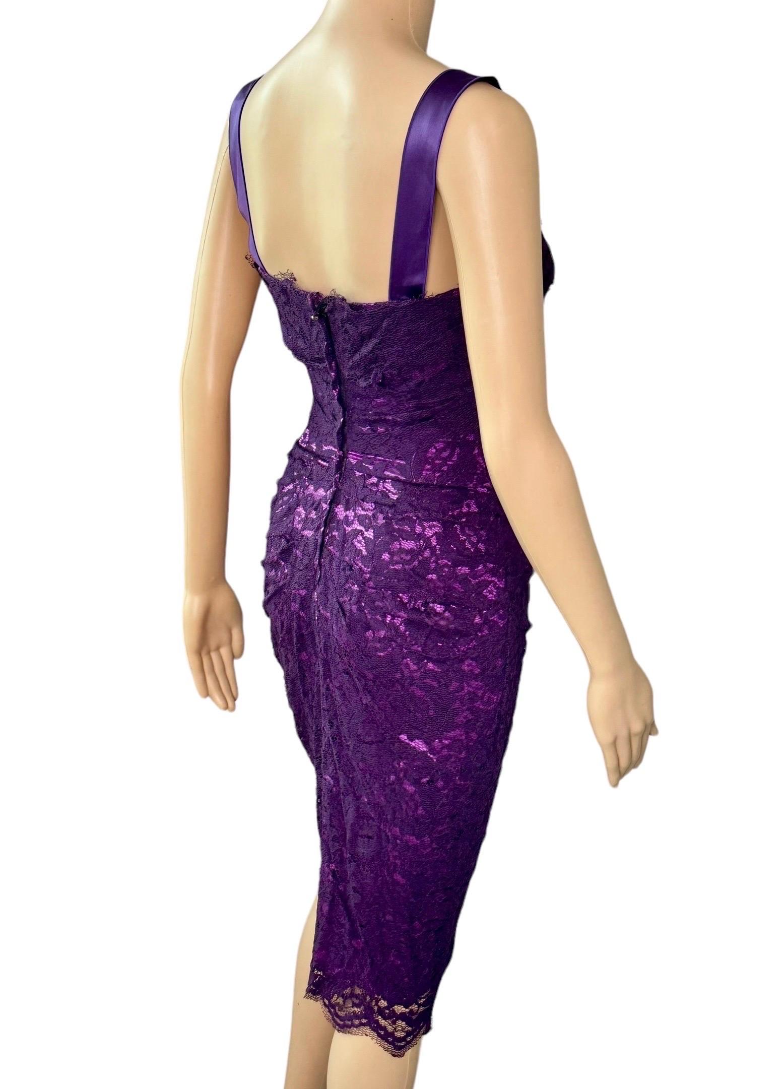 Dolce & Gabbana - P/E 2012 - Vestito midi in pizzo con bustier e corsetto non indossato in vendita 5
