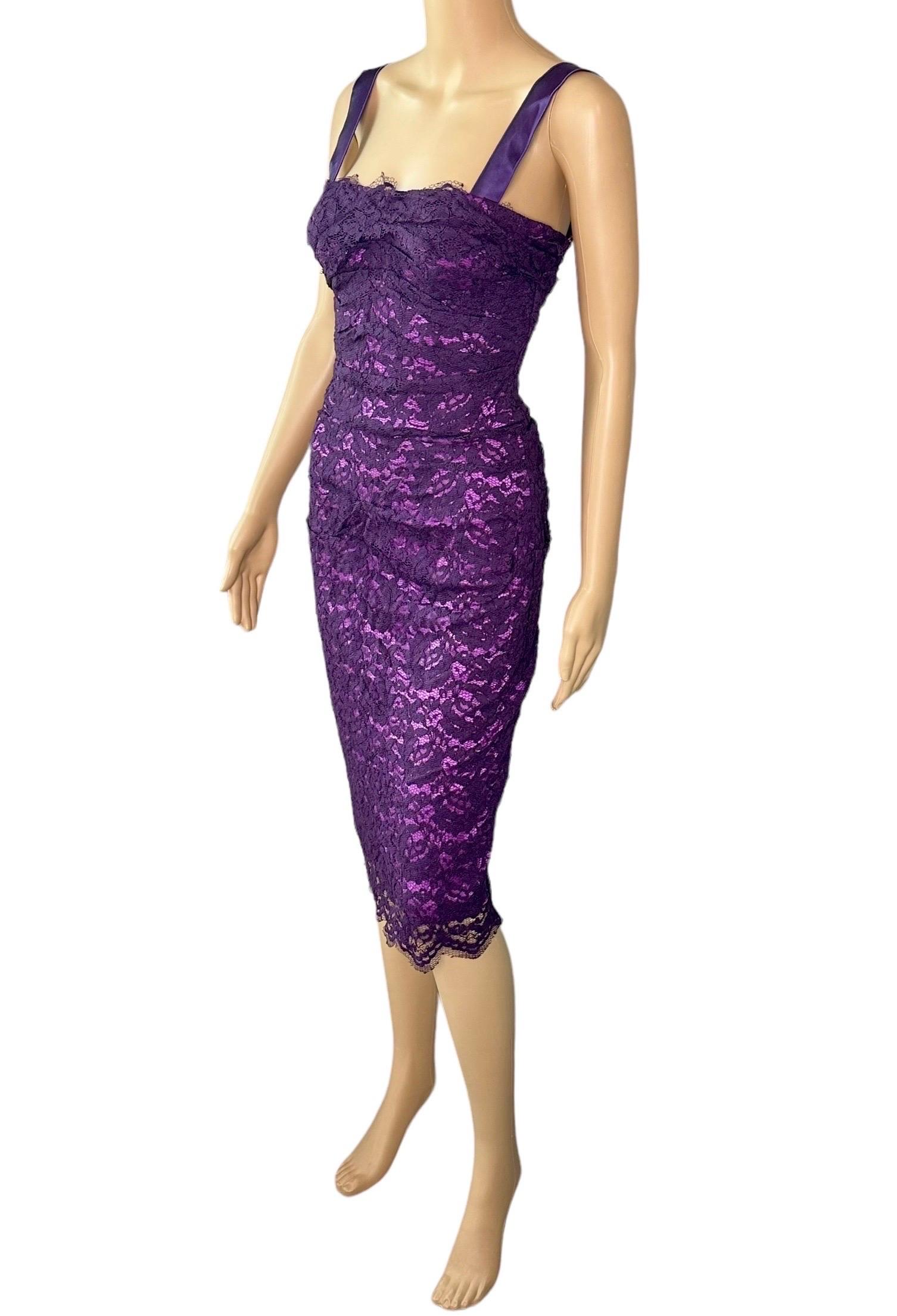 Dolce & Gabbana - P/E 2012 - Vestito midi in pizzo con bustier e corsetto non indossato in vendita 6