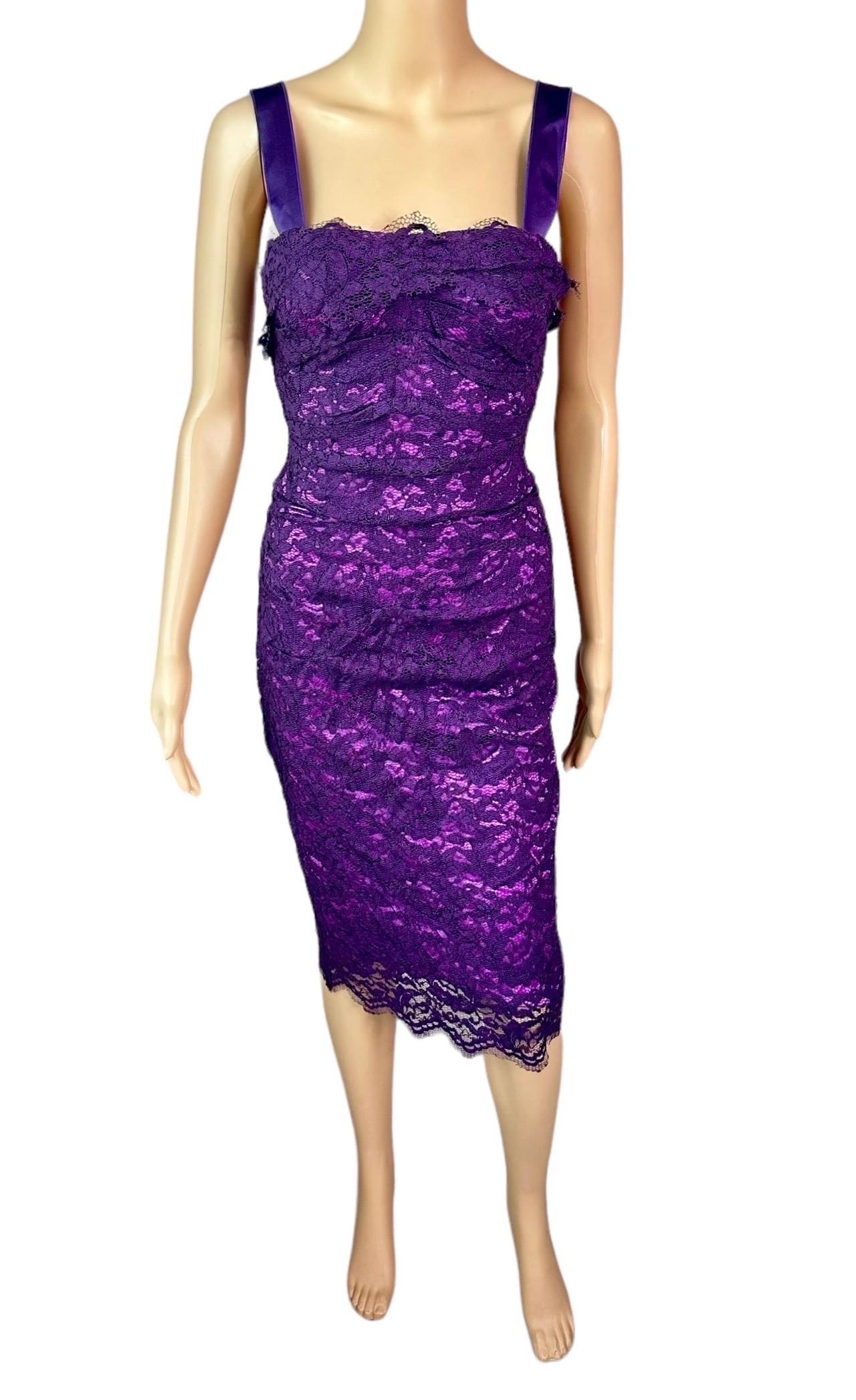 Dolce & Gabbana - P/E 2012 - Vestito midi in pizzo con bustier e corsetto non indossato in vendita 2