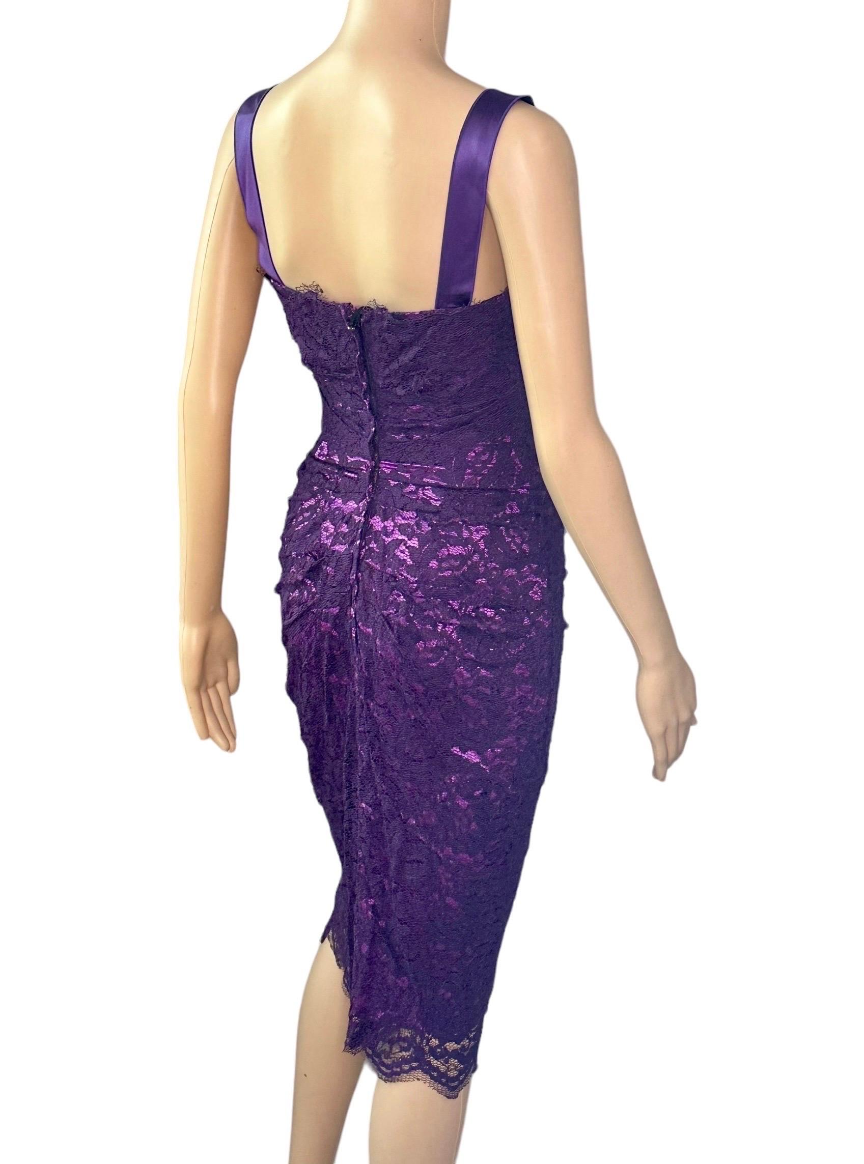 Dolce & Gabbana - P/E 2012 - Vestito midi in pizzo con bustier e corsetto non indossato in vendita 3