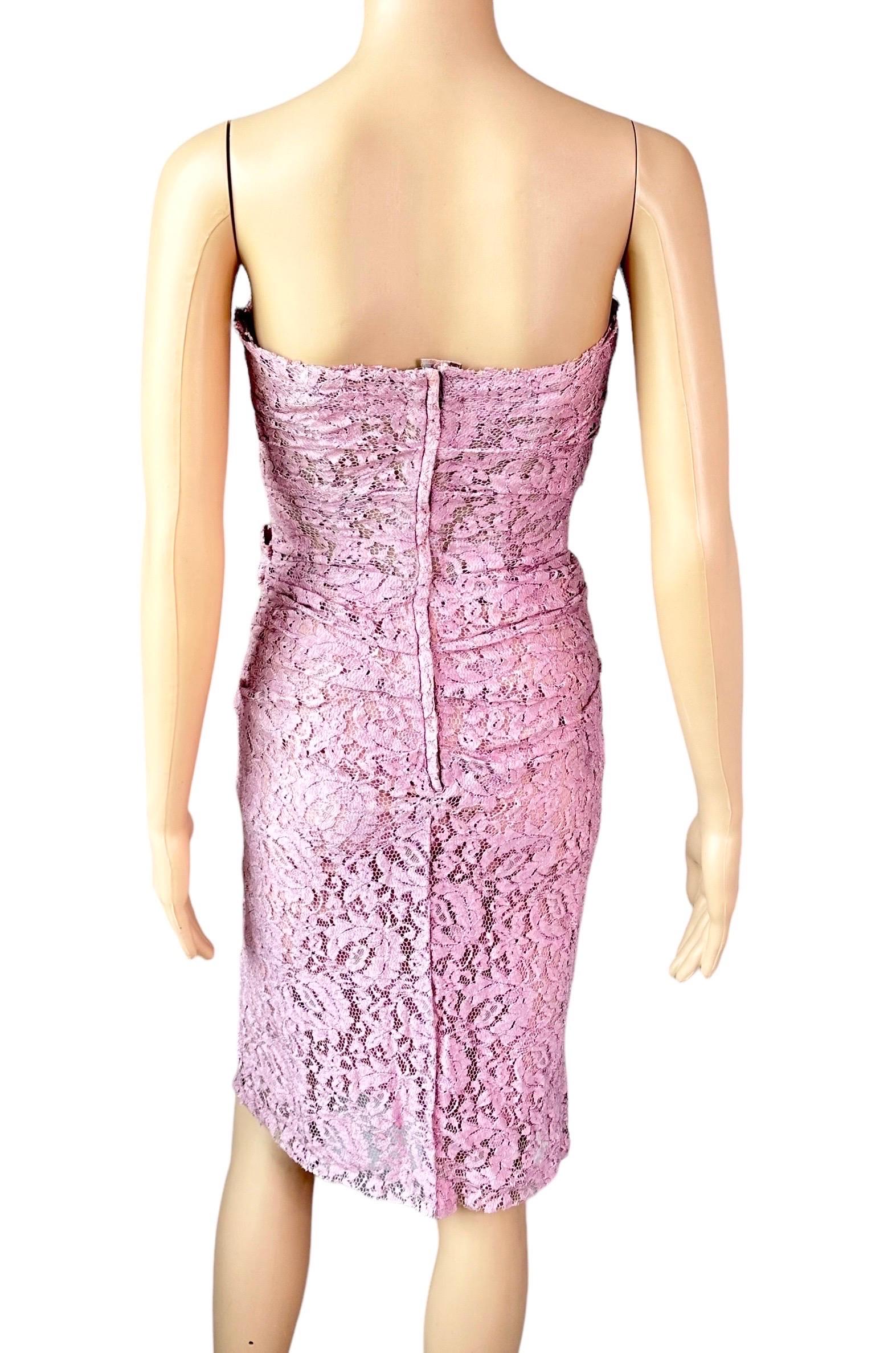 Dolce & Gabbana S/S 2012 Unworn Bustier Corset Lace Lilac Midi Dress For Sale 5