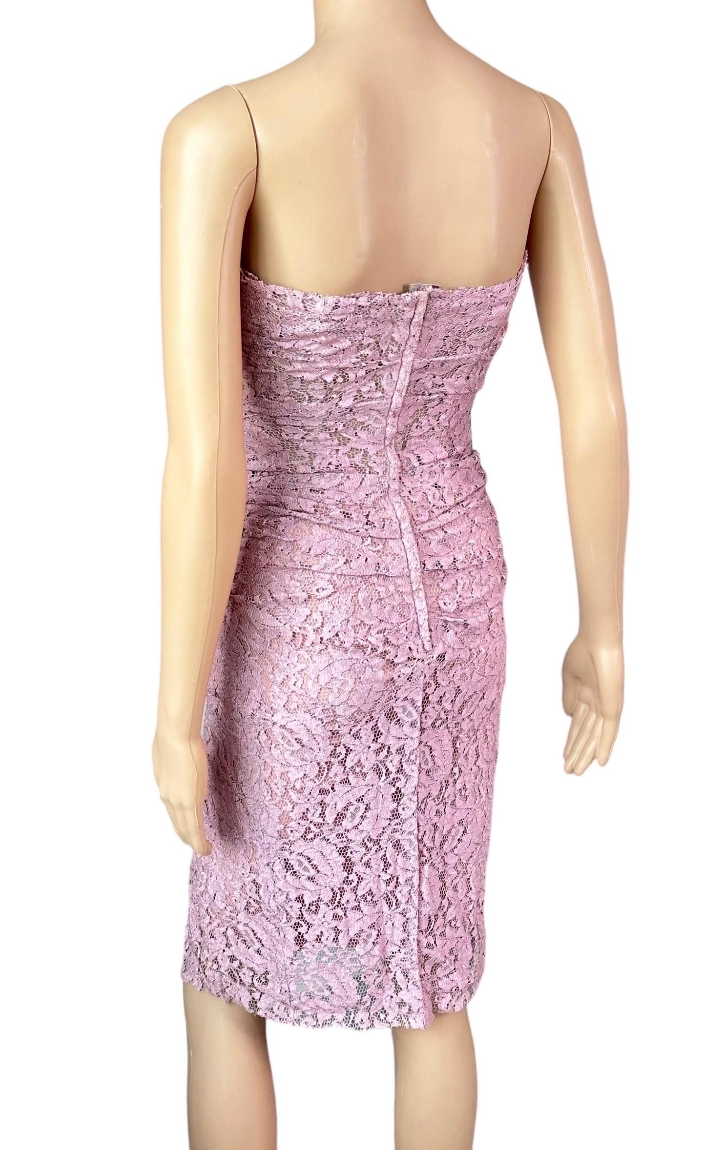Dolce & Gabbana S/S 2012 Unworn Bustier Corset Lace Lilac Midi Dress For Sale 6